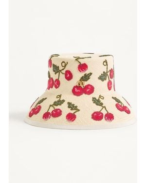 Valentino Garavani Cherryfic Straw Bucket Hat - Pink