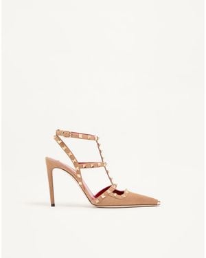 Valentino Garavani Rockstud Suede Pumps 100Mm - White