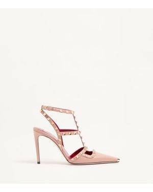 Valentino Garavani Rockstud Kidskin Court Shoes 100Mm - Pink
