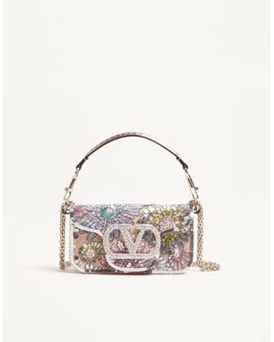 Valentino Garavani Locò Small Embroidered Shoulder Bag With Jewel Logo - Multicolor