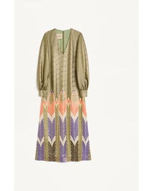 Valentino Lurex Dress With Voyage Imaginaire Print - White