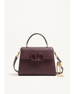 Valentino Garavani Petit Sac À Main Vsling En Veau Grainé Femme - Violet