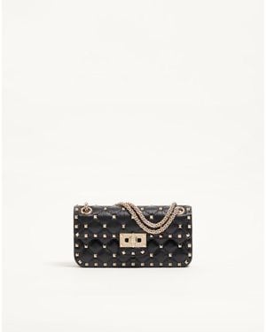 Valentino Garavani Bolso De Hombro Pequeño Rockstud Spike De Cabritilla Mujer - Blanco