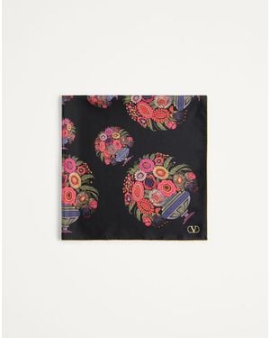 Valentino Garavani Papier Floral Silk Scarf - Black