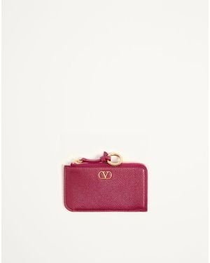 Valentino Garavani Vlogo Signature Zip-Around Charm Cardholder - Pink