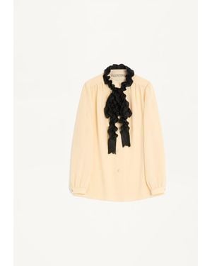 Valentino Crepe De Chine Shirt 36 - Natural