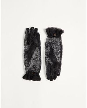 Valentino Garavani Gants Vlogo Signature En Dentelle Femme - Noir