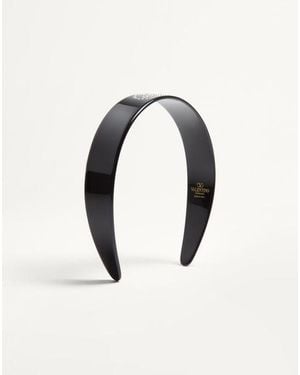 Valentino Garavani Vlogo Signature Headband In Resin, Metal And Crystals - Blue