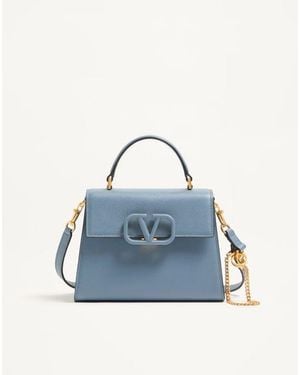 Valentino Garavani Petit Sac À Main Vsling En Veau Grainé Femme - Bleu