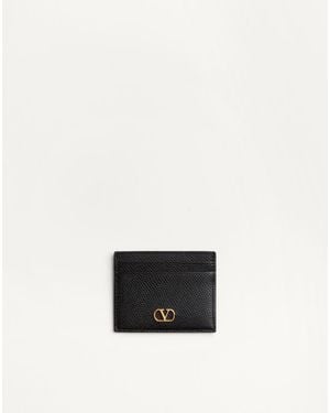 Valentino Garavani Vlogo Signature Grainy Calfskin Card Holder - White