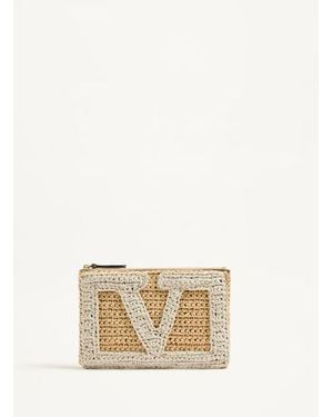 Valentino Garavani Viva Superstar Pochette Aus Synthetischem Raffia Frau - Natur