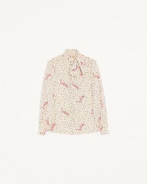 Valentino Plus De Pois Crepe De Chine Bubble Shirt 36 - White