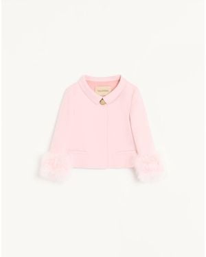 Valentino Crepe Couture Jacket With Feathers - Pink