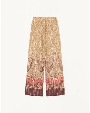 Valentino Pekin Pants With Voyage Imaginaire Paisley Print - Natural