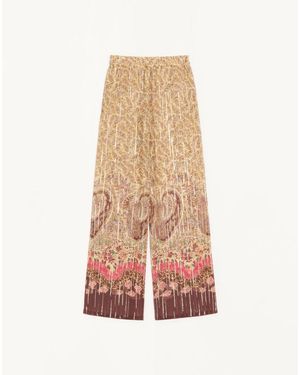 Valentino Pekin Pants With Voyage Imaginaire Paisley Print - Natural