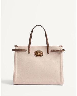 Valentino Garavani Antibes Medium Canvas Shopping Bag - Natural