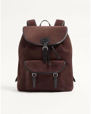 Valentino Garavani Antibes Suede Backpack - Brown