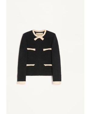 Valentino Plain Wool Tweed Jacket - Black