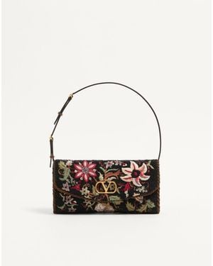 Valentino Garavani Devain Embroidered Small Shoulder Bag - Blue