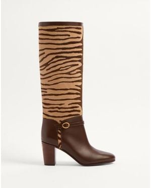 Valentino Garavani Pattie Boot In Pony-effect Calfskin 75mm - Brown