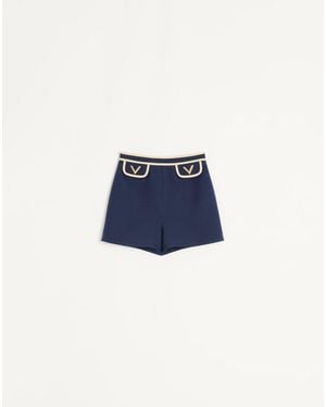 Valentino Crepe Couture Shorts - Blue