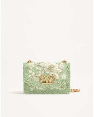 Valentino Garavani Vain Medium Embroidered Shoulder Bag - Green