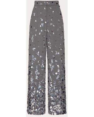 Valentino Embroidered Active Gabardine Trousers - Grey