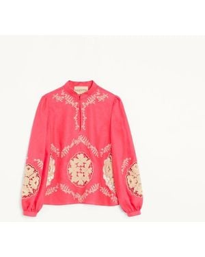 Valentino Top De Lino Couture Bordado Mujer - Rosa
