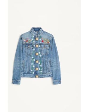 Valentino Chaqueta Bordada De Mezclilla Mujer - Azul