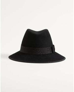 Valentino Garavani Vlogo Signature Filzhut Mit Moiré-Band Frau - Schwarz