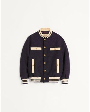 Valentino Cotton Tweed Bomber Jacket - Blue