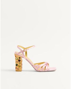 Valentino Garavani Preshoes Satin Sandal With Crystals 90Mm 36 - Natural