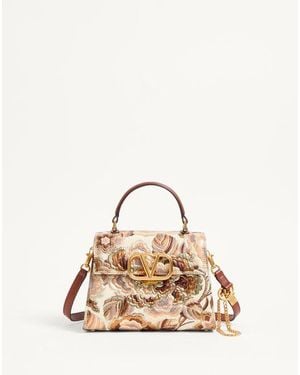 Valentino Garavani Bolso De Mano Pequeño Vsling En Tejido Jacquard Apres L'Hiver Mujer - Neutro