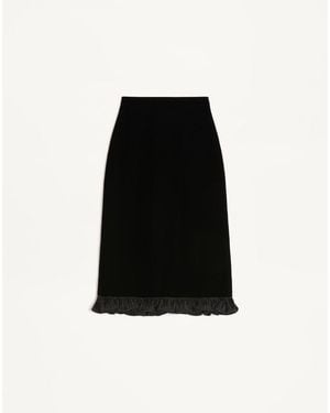 Valentino Sablé Velvet Skirt - Black