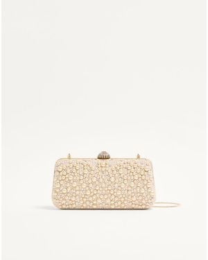 Valentino Garavani Carry Secrets Minaudiere With Pearls And Rhinestones - Natural
