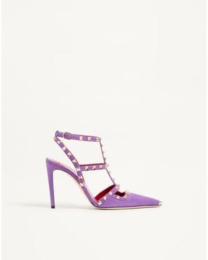 Valentino Garavani Rockstud Suede Court Shoes 100Mm - Pink