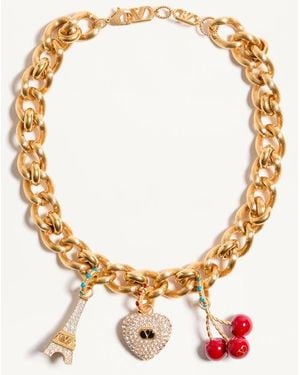 Valentino Garavani Collar Chez De Metal Esmaltado Y Cristales Swarovski Mujer - Metálico