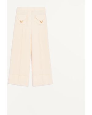 Valentino Crepe Couture Pants - Natural