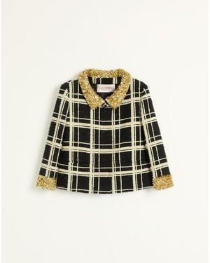 Valentino Embroidered Macro Check Tweed Jacket - Multicolour