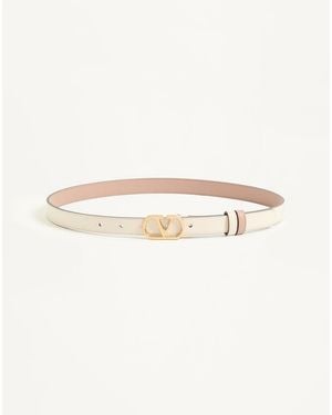 Valentino Garavani Vlogo Signature Reversible Shiny Calfskin Belt - Natural