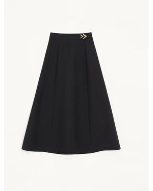 Valentino Crepe Couture Midi Skirt - Black