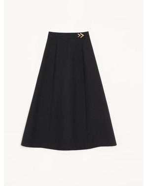 Valentino Crepe Couture Midi Skirt - Black