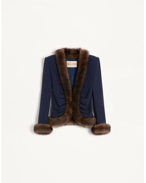 Valentino Wool Crepe Jacket - Blue