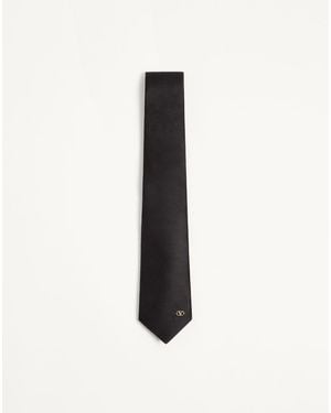 Valentino Garavani Valentie Silk Tie With Vlogo Signature Detail - White