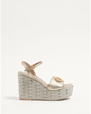 Valentino Garavani Vlogo Signature Wedge Sandal - Natural