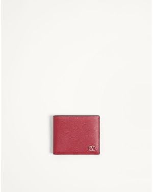 Valentino Garavani Vlogo Signature Grainy Calfskin Wallet - Pink