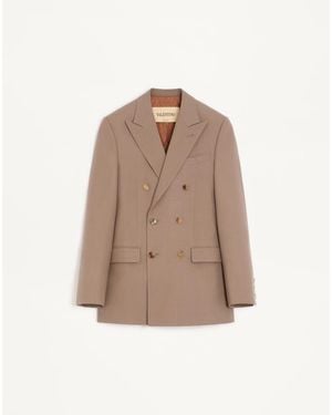 Valentino Double-Breasted Jacket - Natural