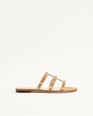 Valentino Garavani Rockstud Slide Sandal - Natural