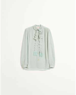 Valentino Crepe De Chine Shirt 36 - Blue