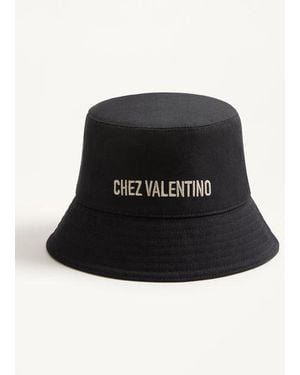 Valentino Garavani Chez Cotton Bucket Hat With Embroidery - Black